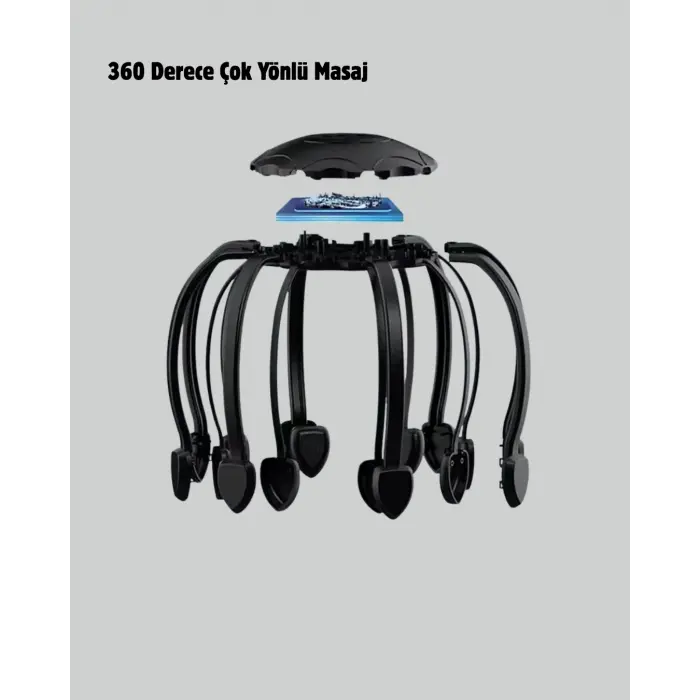 USB Şarjlı Kafa Masaj Aleti 3 Modlu 8 Başlıklı Stres Giderici