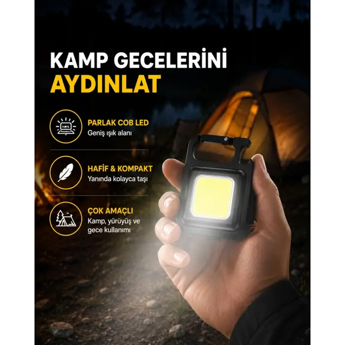 USB Type-C Şarjlı Mini Fener – Manyetik, Katlanabilir ve Şişe Açacaklı Tasarım Yeni Nesil