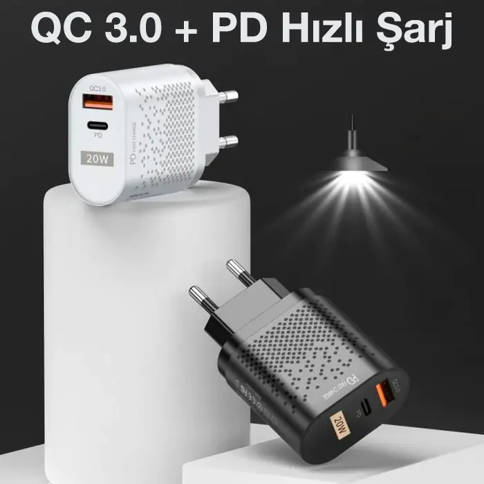 USLİON 20W USB QC3.0 Şarj PD3.0 Hızlı Şarj Aleti Şarj Başlık-(5775)