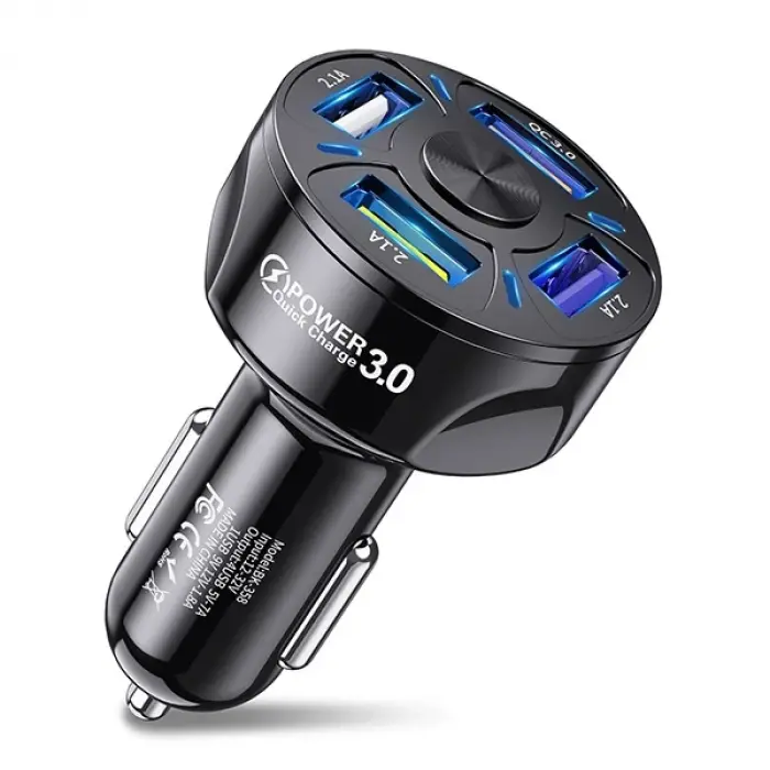 USLİON QC3.0 4- Port Çıkışlı Çoklu Usb Araç Şarjı Şarj Aleti-(5775)
