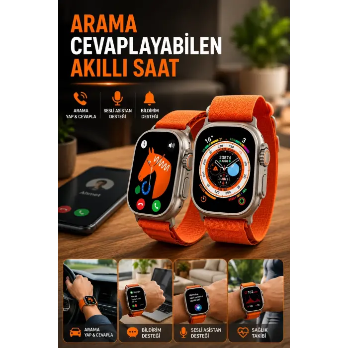 Uyku ve Nabız Takipli, Wireless Şarjlı Akıllı Saat Android ve iOS Uyumlu