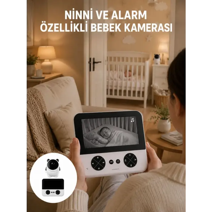 Uzaktan Kontrollü HD Bebek Kamerası Zoom ve Sıcaklık Sensörlü Yeni Nesil