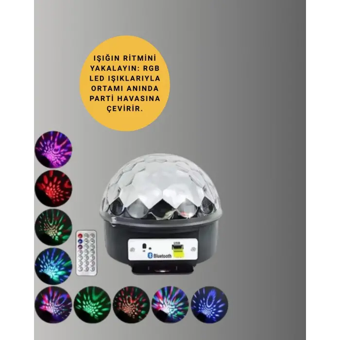 Uzaktan Kumandalı RGB LED Disko Topu Bluetooth Hoparlörlü