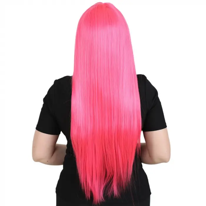 Uzun Kahküllü Fiber Sen Peruk / Neon Pembe