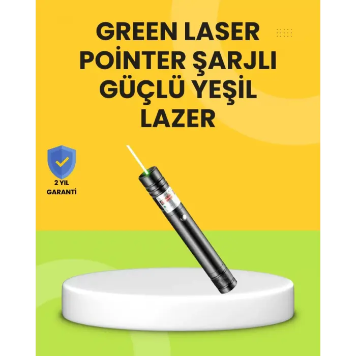 Uzun Mesafe Görünürlüklü Yeşil Lazer Pointer Şarjlı