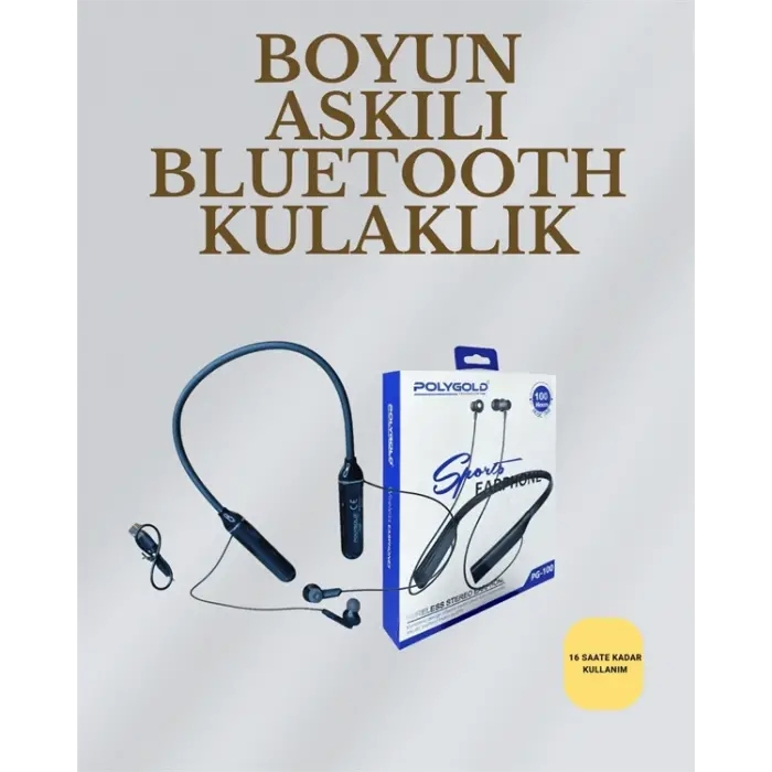Uzun Süreli Kullanım İçin  – Kablosuz Boyun Bantlı Kulaklık, 50 Saat Batarya