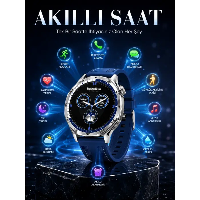 Uzun Süreli Pil Ömrüne Sahip AMOLED Akıllı Saat 3 Kordonlu Tasarım
