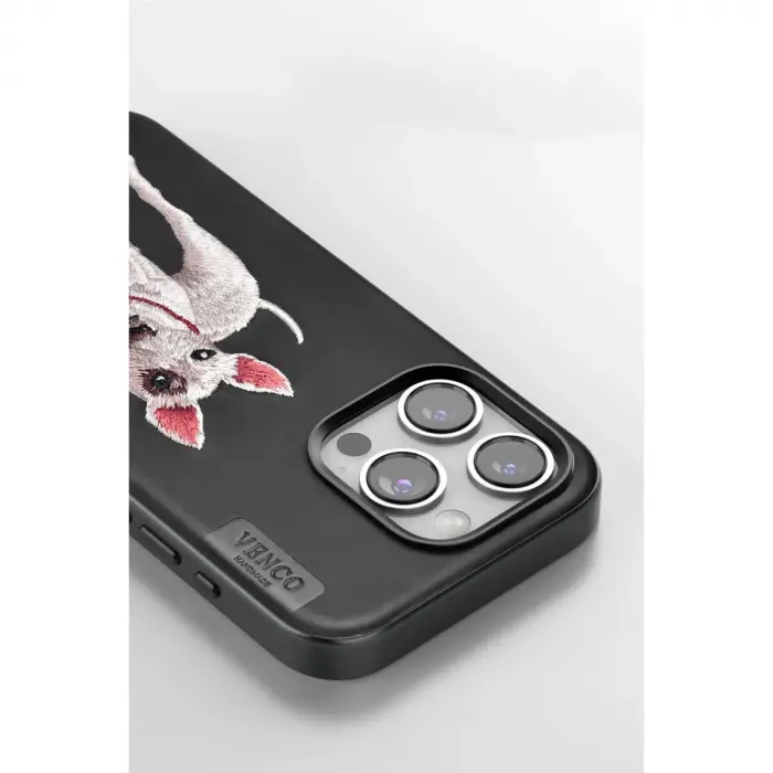 Venco Apple İphone 15 Pro Perma Desenli Kapak - Siyah