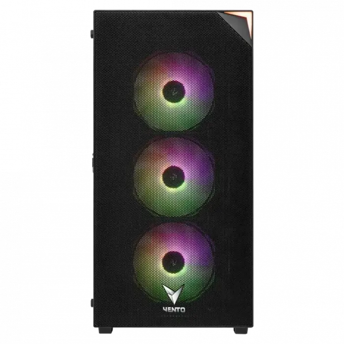 VENTO VG3400S Mid Tower, 650W 80+ Siyah, Temperli Cam, RGB, ATX GAMING KASA