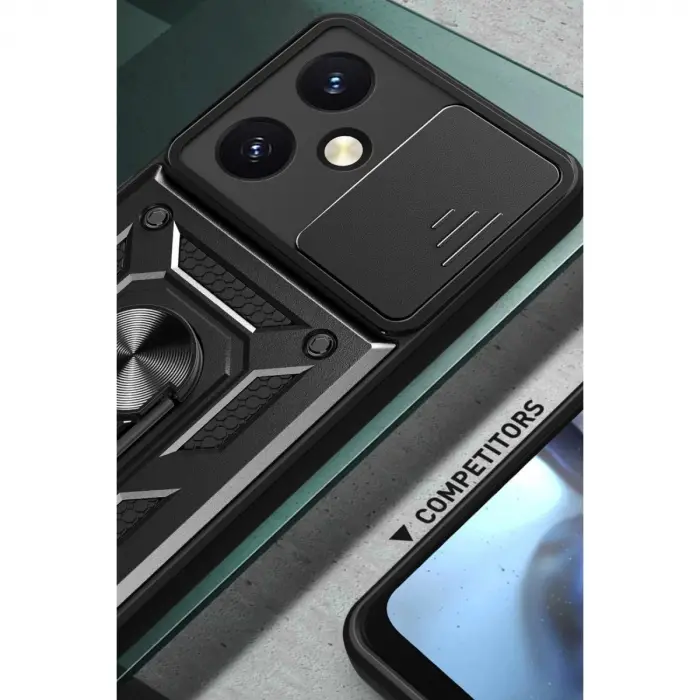 Vivo Y27 Kılıf Pars Lens Yüzüklü  - Kırmızı
