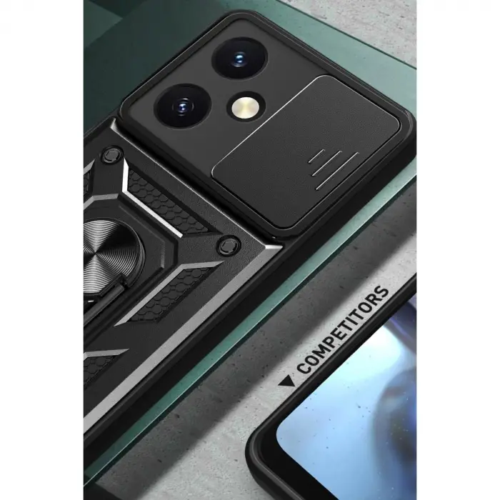Vivo Y27 Kılıf Pars Lens Yüzüklü  - Yeşil