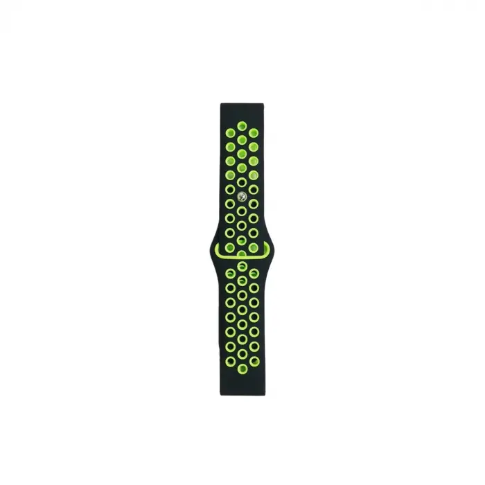 Watch 20mm Spor Delikli Kordon - Siyah-yeşil