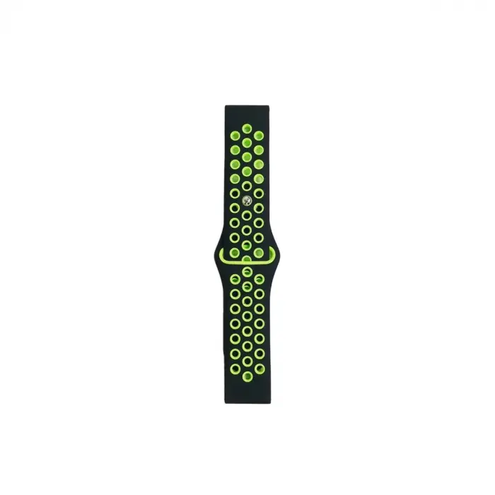 Watch 20mm Spor Delikli Kordon - Siyah-yeşil