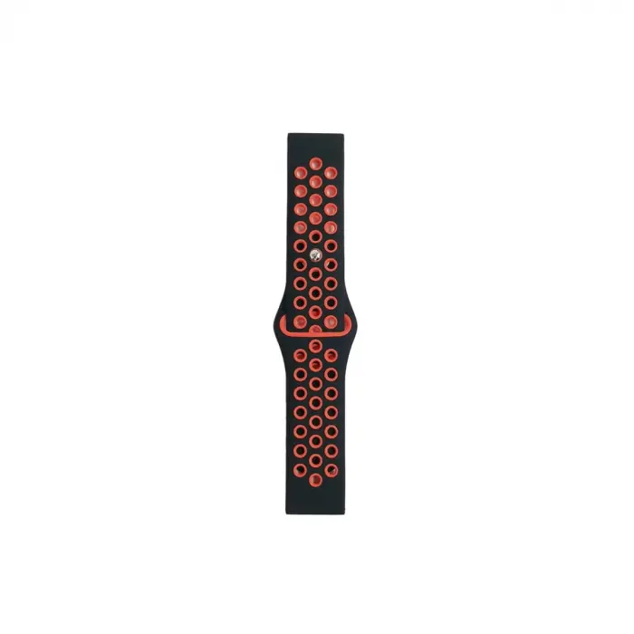 Watch 22mm Spor Delikli Kordon - Siyah-kırmızı