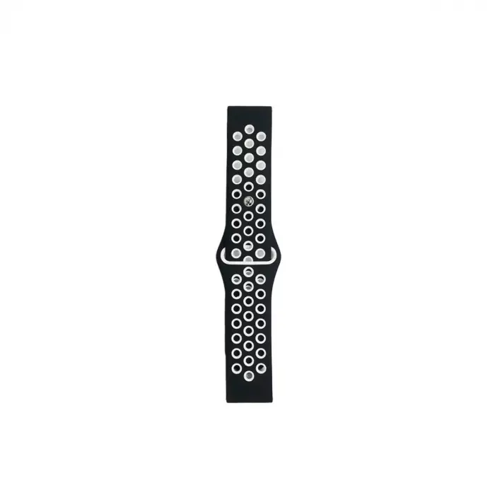 Watch 22mm Spor Delikli Kordon - Siyah-beyaz