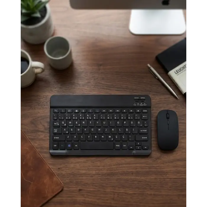 Wireless Klavye Mouse Seti Bluetooth Bağlantılı İnce Tasarım Sessiz Kullanım