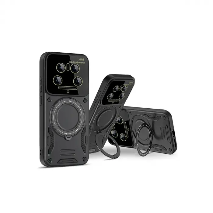 Xiaomi Mi 14 Ultra Kılıf Joy Lens Standlı Kapak - Kırmızı