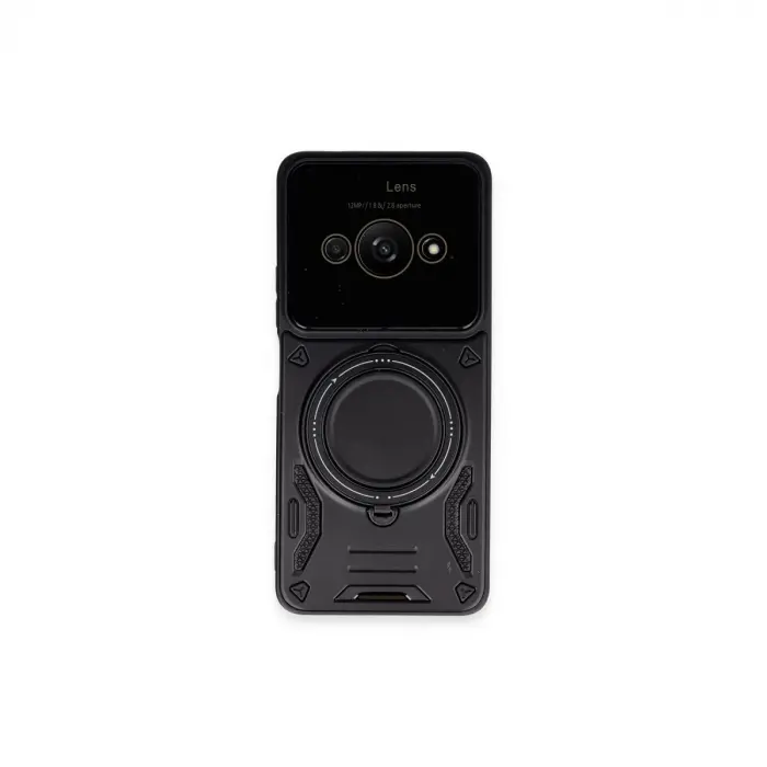 Xiaomi Poco C61 Kılıf Joy Lens Standlı Kapak - Siyah