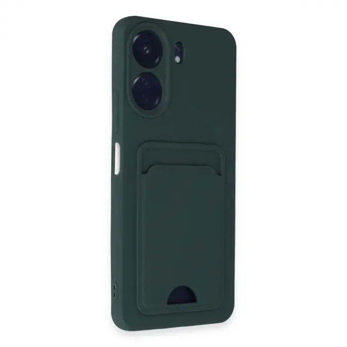 Xiaomi Redmi 13c Kılıf Kelvin Kartvizitli Silikon - Koyu Yeşil