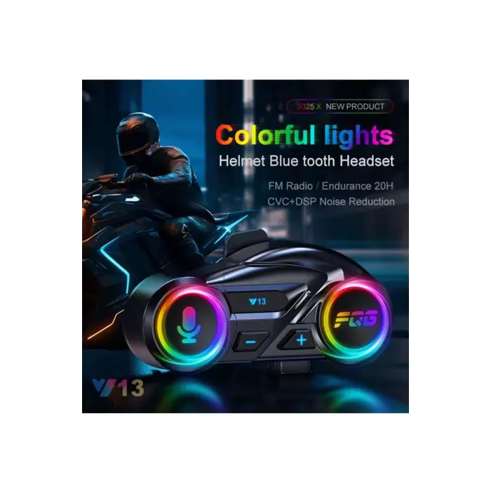 Y13 Motor Kask Kulaklık Rgb Modlu Ralu Motosiklet Kulaklık 5.3 Bluetooth Intercom