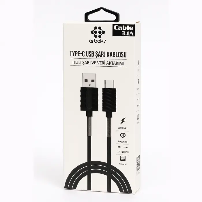 Yaylı TYPE-C 3.1A Usb Şarj Kablosu Arbaks ARB-037