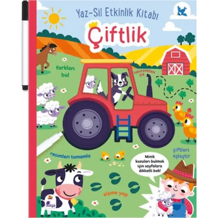 Yaz-Sil Etkinlik Kitabı - Çiftlik (Kalemli)
