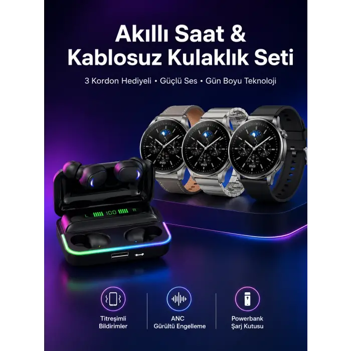 Yeni Nesil Akıllı Saat Ve Bluetooth Kulaklık Titreşim Bildirimleri Uyku Takibi
