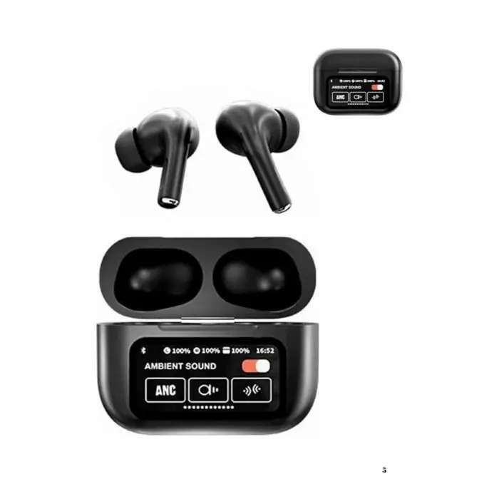 Yeni Nesil ANC Özellikli Çağrı Cevaplayan Dokunmatik Ekranlı Bluetooth Kulaklık Siyah