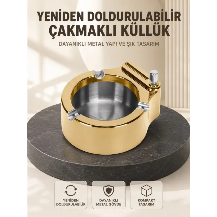 Yeniden Doldurulabilir Çakmaklı Küllük Dayanıklı Yapı