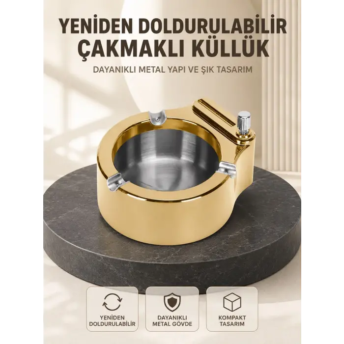 Yeniden Doldurulabilir Çakmaklı Küllük Dayanıklı Yapı