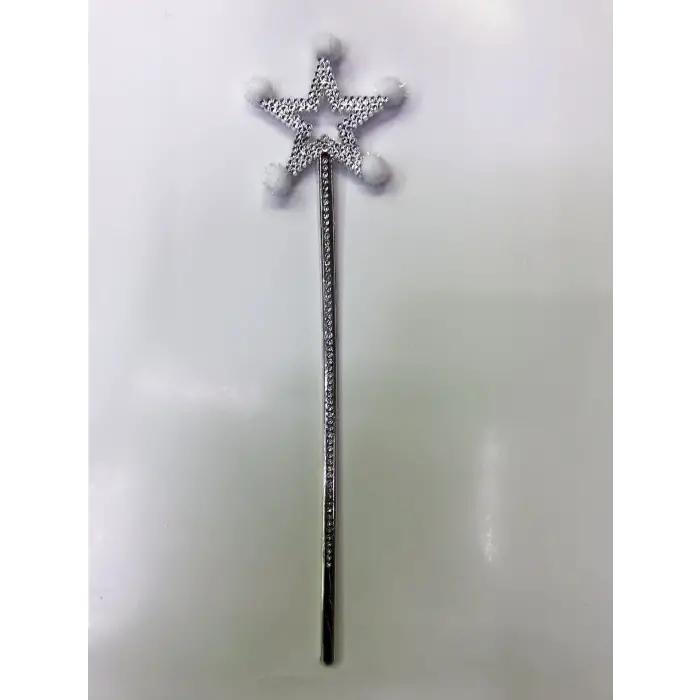 Yıldız Peri Asası Sihirli Değnek Beyaz Ponponlu Bx40