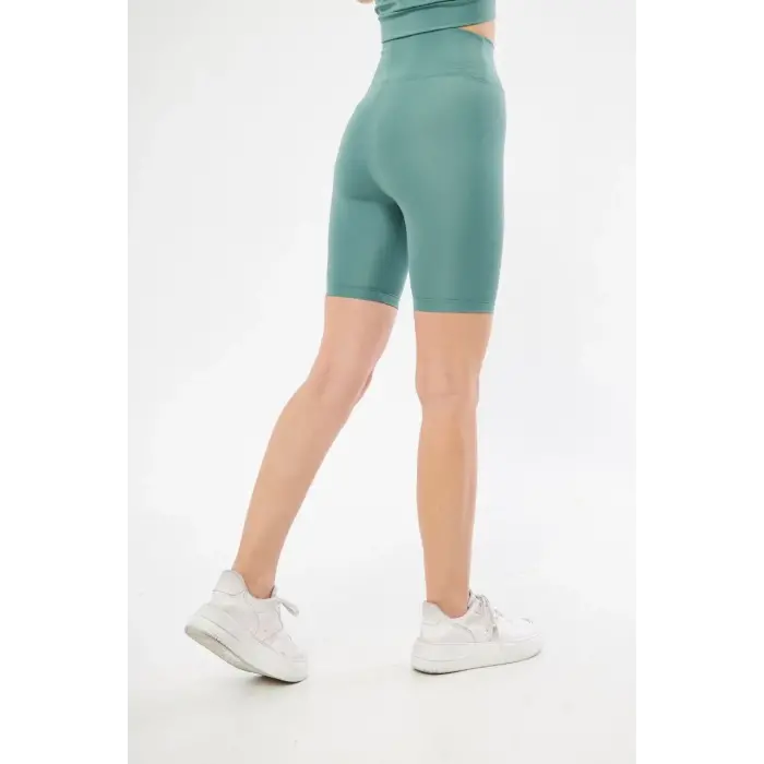 Yüksek Bel Biker Sporcu Şort - Mint Yeşili