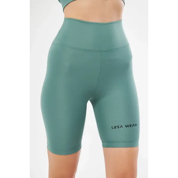 Yüksek Bel Biker Sporcu Şort - Mint Yeşili
