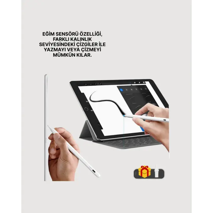Yüksek Hassasiyetli Eğim Sensörlü Dijital Kalem – USB-C Hızlı Şarjlı
