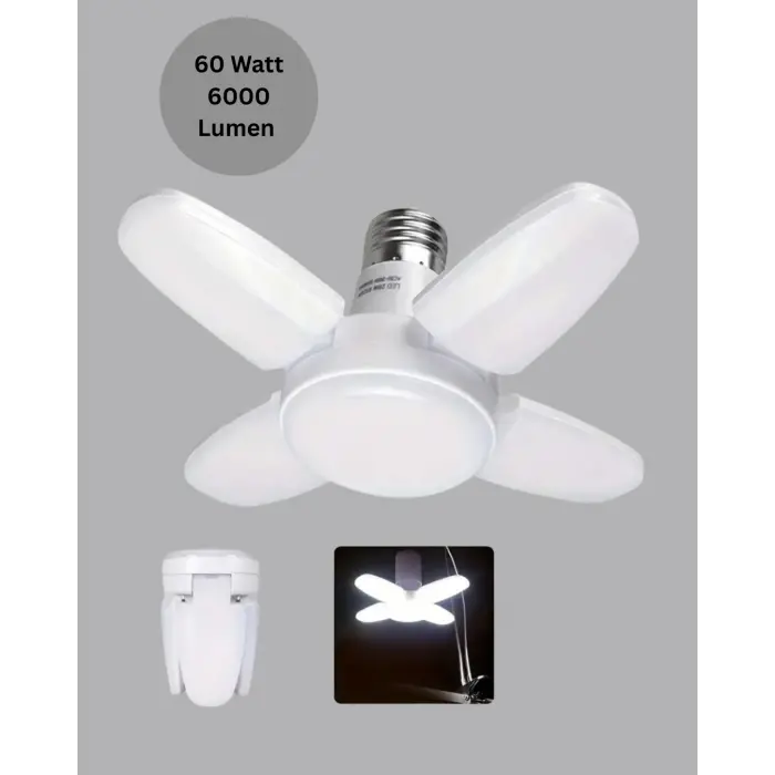 Yüksek Işık Güçlü LED Ampül 4 Kollu Katlanır Pervane Tasarım