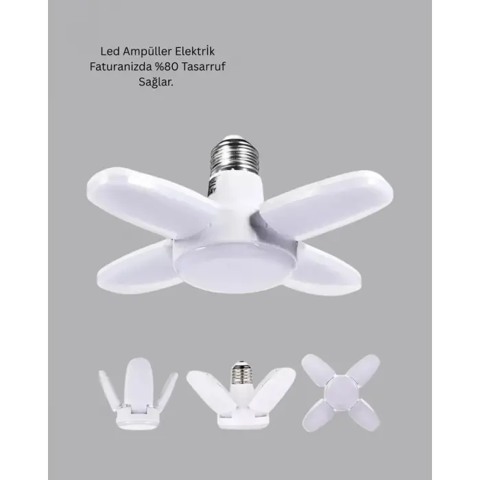 Yüksek Işık Güçlü LED Ampül 4 Kollu Katlanır Pervane Tasarım