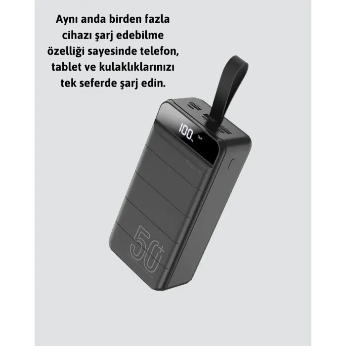Yüksek Kapasiteli 50.000 mAh Powerbank – Type-C Lightning ve Micro USB Uyumlu Çoklu Cihaz Şarj Özellikli