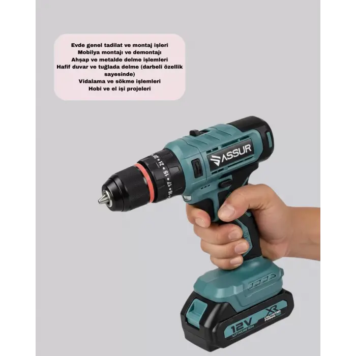 Yüksek Performanslı Şarjlı Matkap Seti Güçlü Motor Uzun Pil Ömrü ve 18 Parça Aksesuarlı
