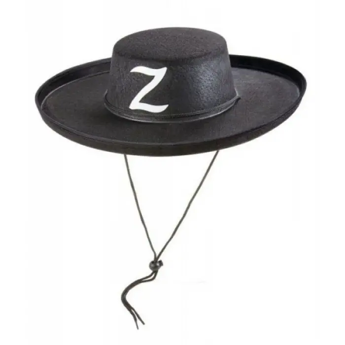 Z Logolu Çuk Boy Bağcıklı Zorro Şapkası