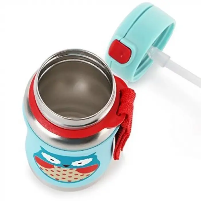 Zoo Pipetli Paslanmaz Çelik Suluk 350 ml Baykuş