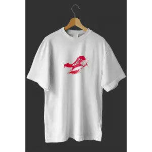 1 Mayıs Emekçiler Günü Baskılı Oversize Bisiklet Yaka T-shirt - Beyaz