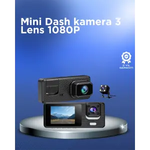 1080P 3 Kameralı Araç DVR – Döngü Kayıt ve Geri Görüş Özellikli