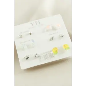 12 Adet Karışık Metal Taşlı Küpe