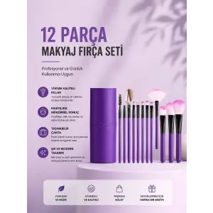 12li Makyaj Fırça Seti Yumuşak Kıllı Profesyonel Kullanıma Uygun