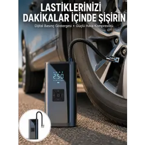 12V Uyumlu Çok İşlevli Akıllı Araç Lastik Pompası Yeni Nesil