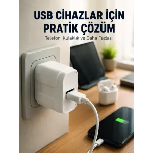 12W USB Şarj Adaptörü 5V 2.4A Hızlı ve Güvenli Şarj Başlığı