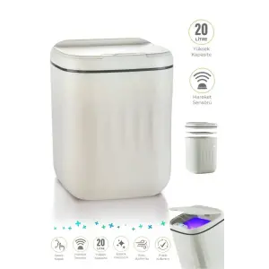 18 Litre Temassız Sensörlü Otomatik Çöp Kovası Gri