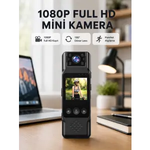 180 Derece Dönebilen Mini Kamera Full HD TFT Ekran Hareket Sensörlü (Kopya)