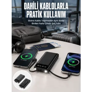 20.000 Mah Led Işıklı LCD Ekran USB Girişli Type-C Lightning Powerbank Yeni Nesil
