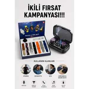 2025 Model Çok Kordonlu Akıllı Saat ve Bluetooth Kulaklık El Fenerli